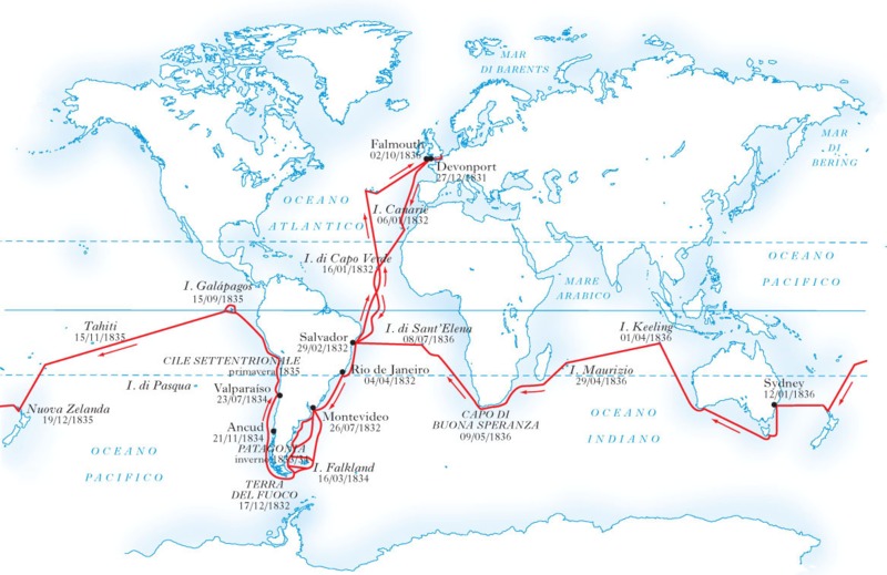Il viaggio di Darwin sul veliero Beagle